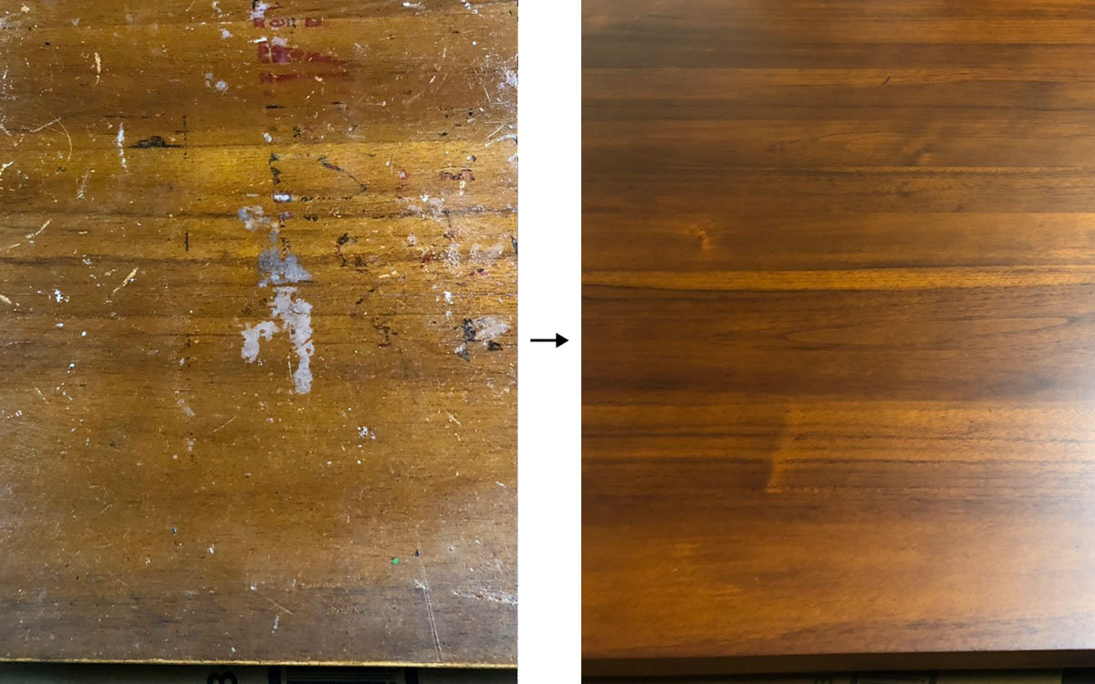 テーブル再塗装　ビフォーアフター